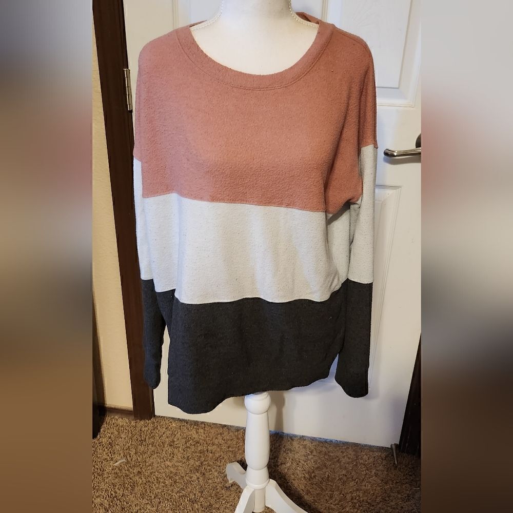 Pink, White & Gray Sweater